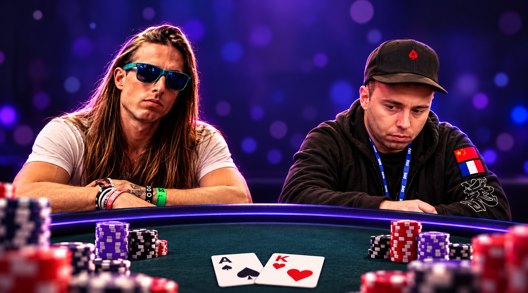 Jericho et Audejavel assis à une table de poker